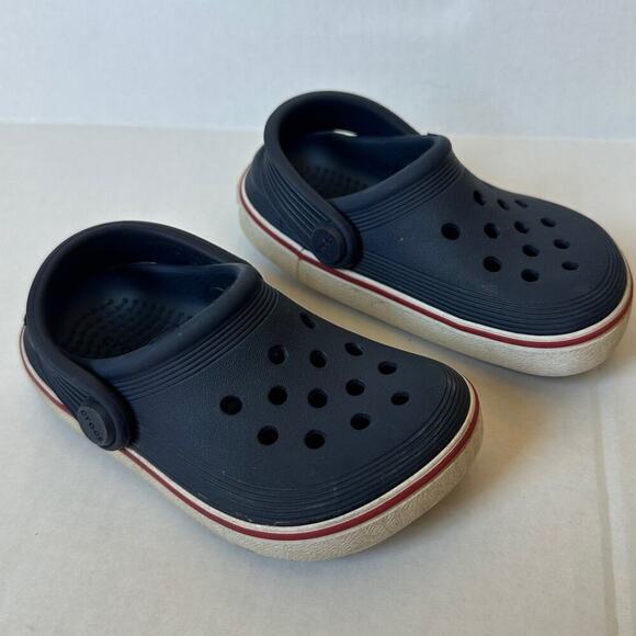 Crocs Navy Blue White Red Off Court Slip On Clog Sandals Size Baby Infant 7 - Picture 3 of 9